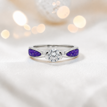 Keepsake Memorial Silver  Lumina Ashes Ring in Sleepy Lavender - Handcrafted in the UK