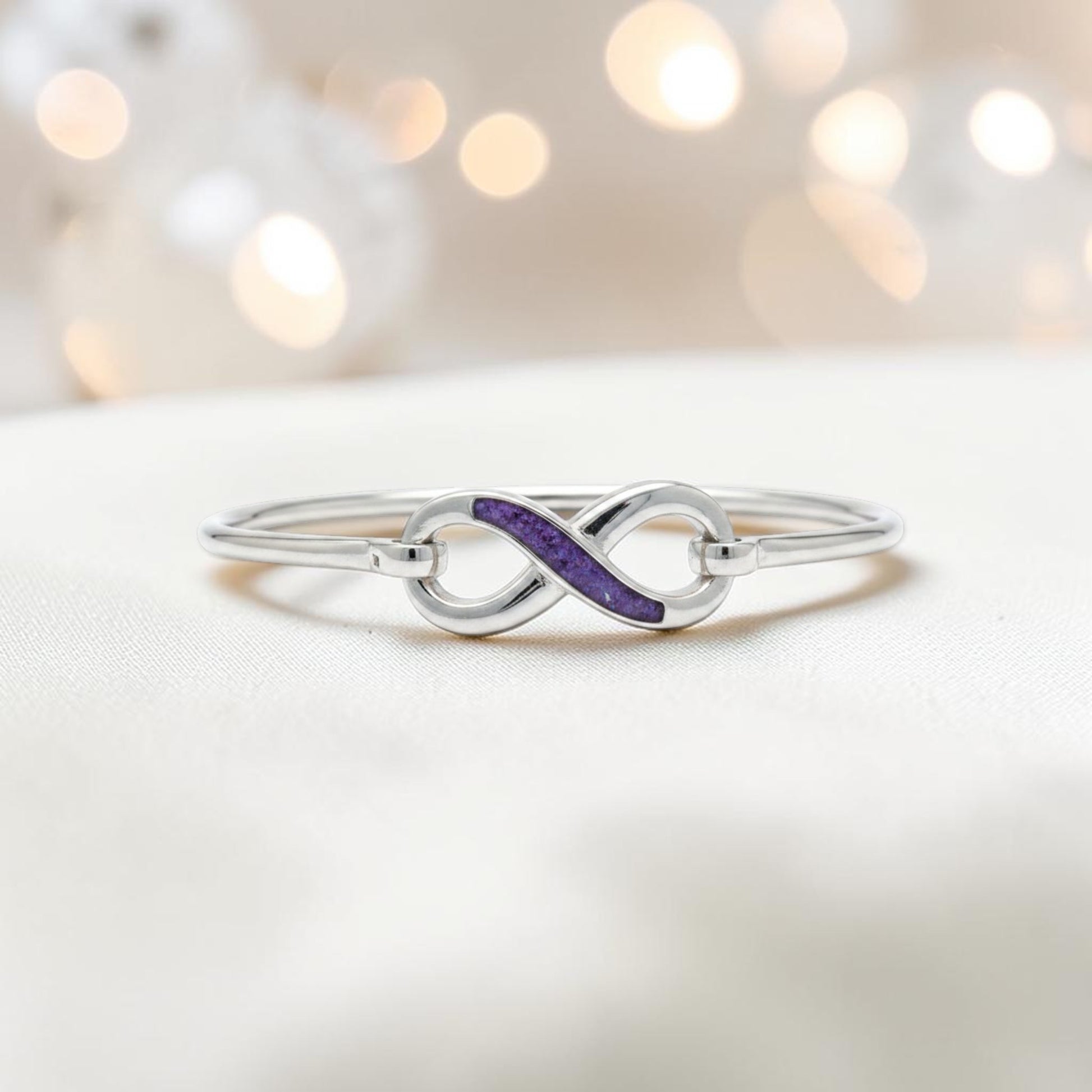 Lunara Bangle — silver infinity ashes memorial bangle, handcrafted in Lancashire, UK - by Keepsake Memorial Jewellery