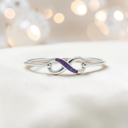 Lunara Bangle — silver infinity ashes memorial bangle, handcrafted in Lancashire, UK - by Keepsake Memorial Jewellery