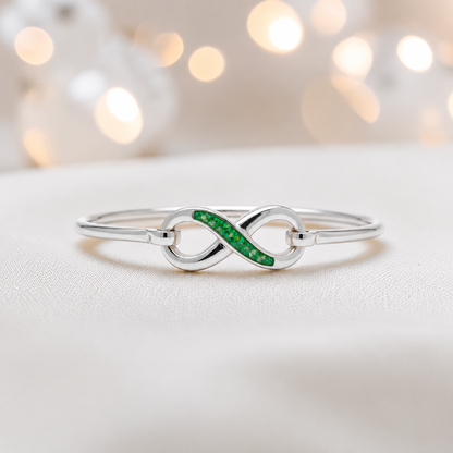 Lunara Bangle — silver infinity ashes memorial bangle in fruit green, handcrafted in Lancashire, UK - by Keepsake Memorial Jewellery