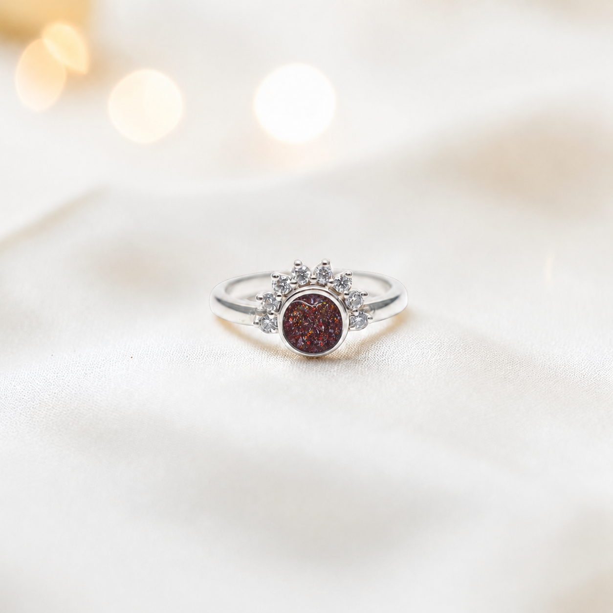 Keepsake Memorial Silver Aurora Ashes Ring in Copper Mocha - Handcrafted in the UK