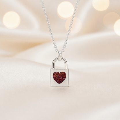 Mara sterling silver heart padlock pendant in copper mocha, handcrafted in Lancashire UK