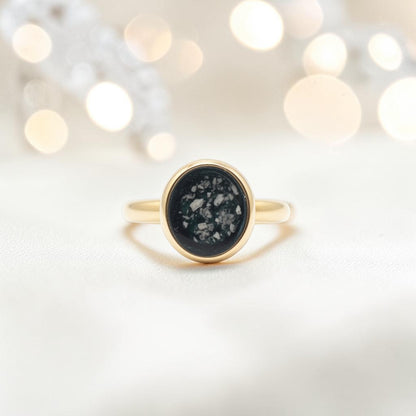 9ct gold round memorial ring,  Matilda, handcrafted in Lancashire, UK – by Keepsake Memorial Jewellery
