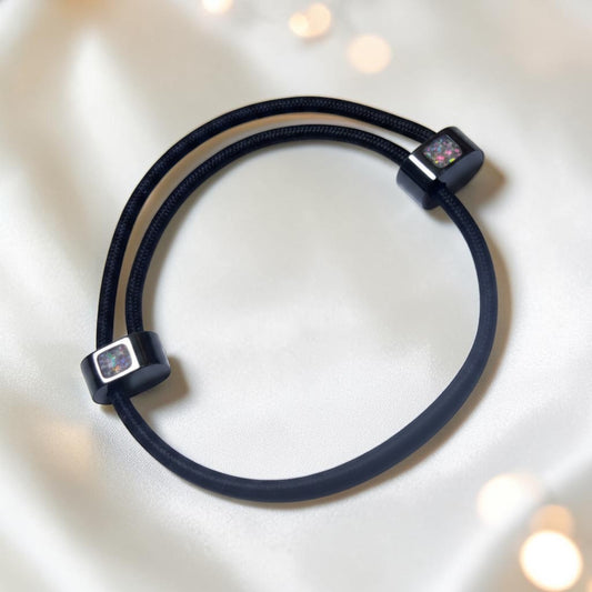 Atlas men's stainless steel and cord memorial bracelet , handcrafted in Lancashire UK by Keepsake Memorial Jewellery