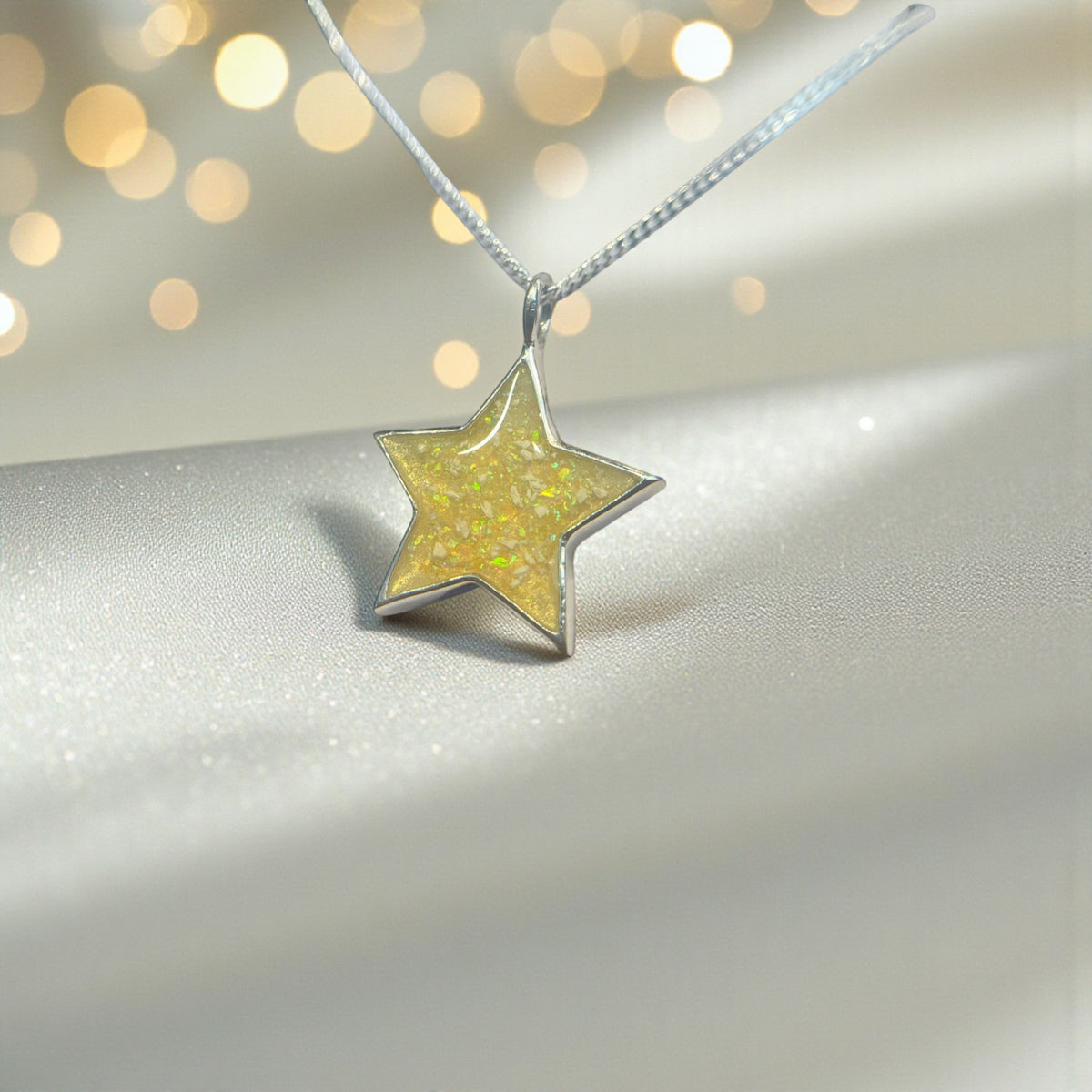 Merak silver star memorial pendant, handcrafted in Lancashire UK