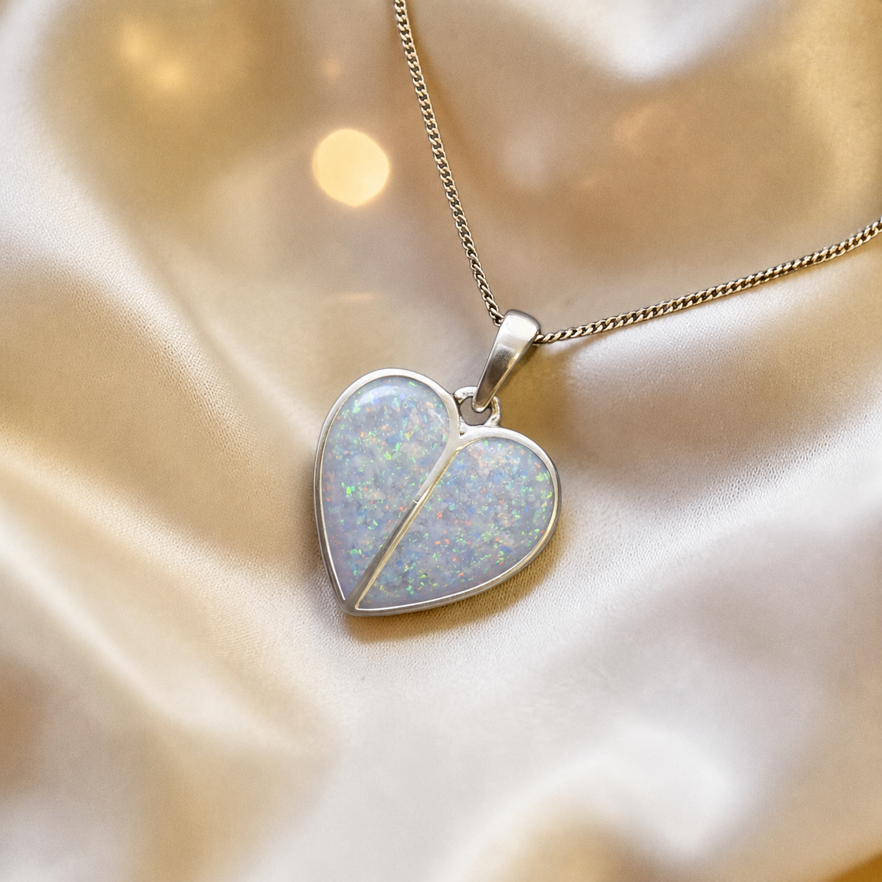 Miara split heart memorial pendant, handcrafted in Lancashire UK - by Keepsake Memorial Jewellery