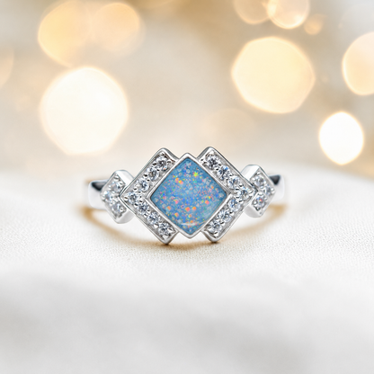Keepsake Memorial Silver Michaela Ashes Ring in Baby Blue  - Handcrafted in the UK 