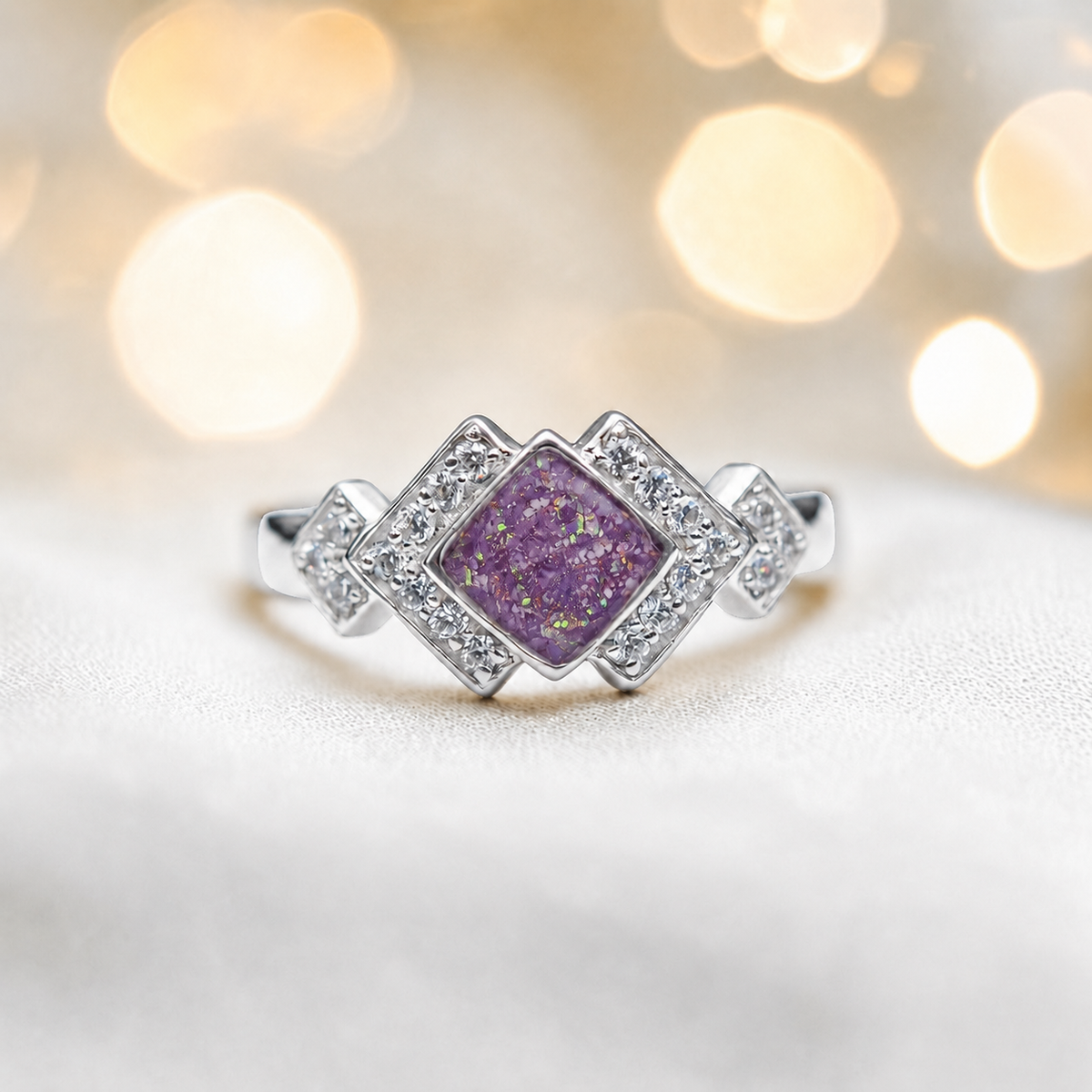 Keepsake Memorial Silver Michaela Ashes Ring in Rose Pink - Handcrafted in the UK 