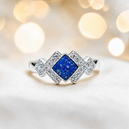 Keepsake Memorial Silver Michaela Ashes Ring in Royal Blue - Handcrafted in the UK 
