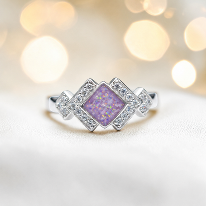 Keepsake Memorial Silver Michaela Ashes Ring in Unicorn Purple - Handcrafted in the UK