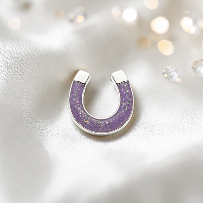 Midnight Stock Pin — silver horseshoe ashes memorial stock pin, in rose pink, handcrafted in Lancashire, UK - by Keepsake Memorial Jewellery