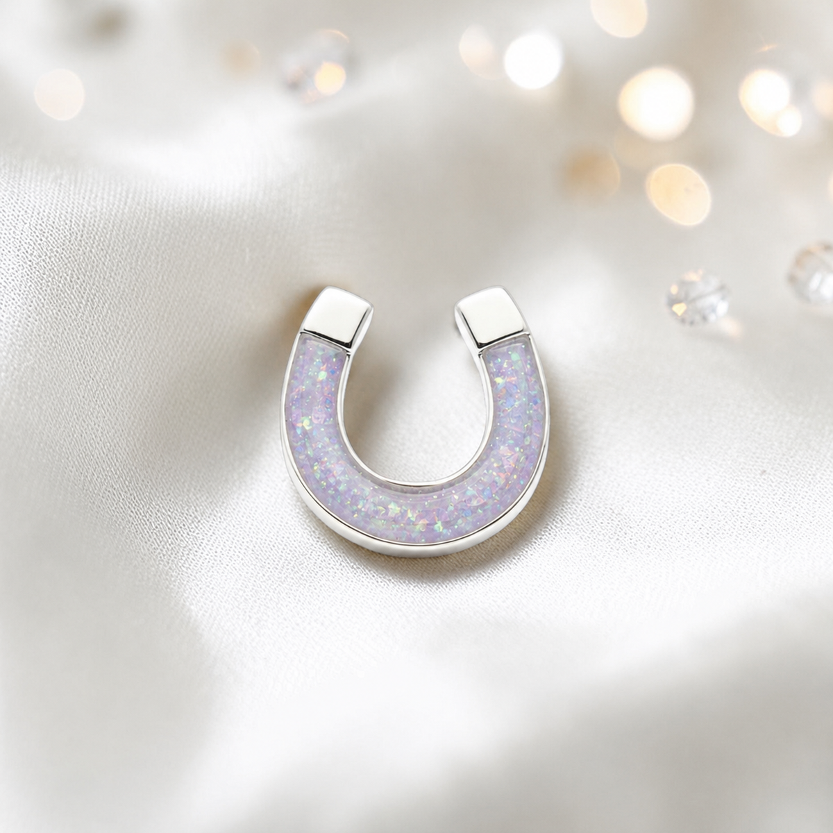 Midnight Stock Pin — silver horseshoe ashes memorial stock pin, in unicorn purple, handcrafted in Lancashire, UK - by Keepsake Memorial Jewellery