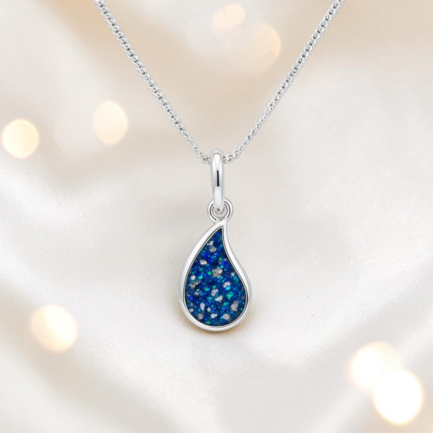 Milky drop memorial ashes pendant, handcrafted in Lancashire UK - by Keepsake Memorial Jewellery