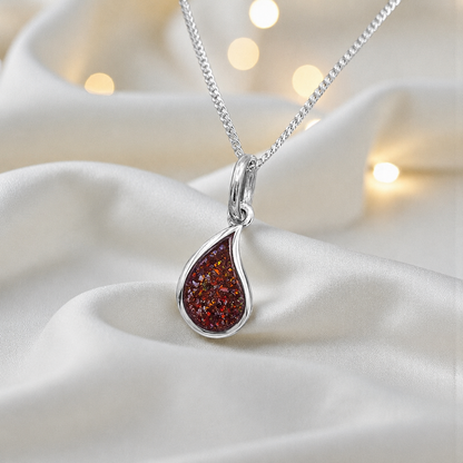Milky teardrop memorial ashes pendant in copper mocha, handcrafted in Lancashire UK - by Keepsake Memorial Jewellery