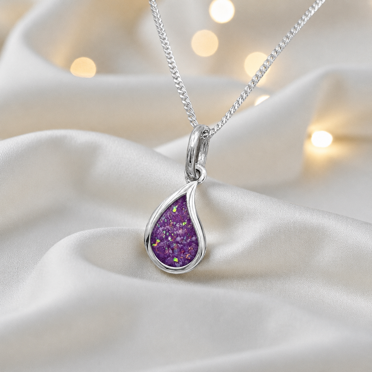 Milky teardrop memorial ashes pendant in rose pink, handcrafted in Lancashire UK - by Keepsake Memorial Jewellery