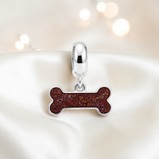 Milo silver dog bone ashes charm, in copper mocha, handcrafted in Lancashire UK - by Keepsake Memorial Jewellery 