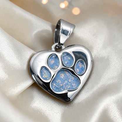 Milo paw keyring ashes charm in baby blue, handcrafted in Lancashire UK - by Keepsake Memorial Jewellery
