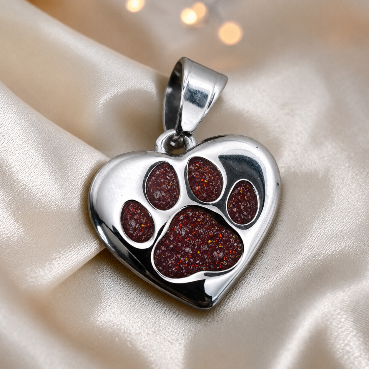 Milo paw keyring ashes charm in ruby red, handcrafted in Lancashire UK - by Keepsake Memorial Jewellery