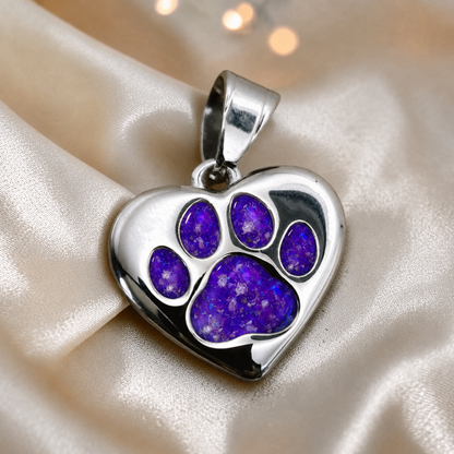Milo paw keyring ashes charm in sleepy lavender, handcrafted in Lancashire UK - by Keepsake Memorial Jewellery
