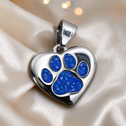 Milo paw keyring ashes charm, in royal blue, handcrafted in Lancashire UK - by Keepsake Memorial Jewellery