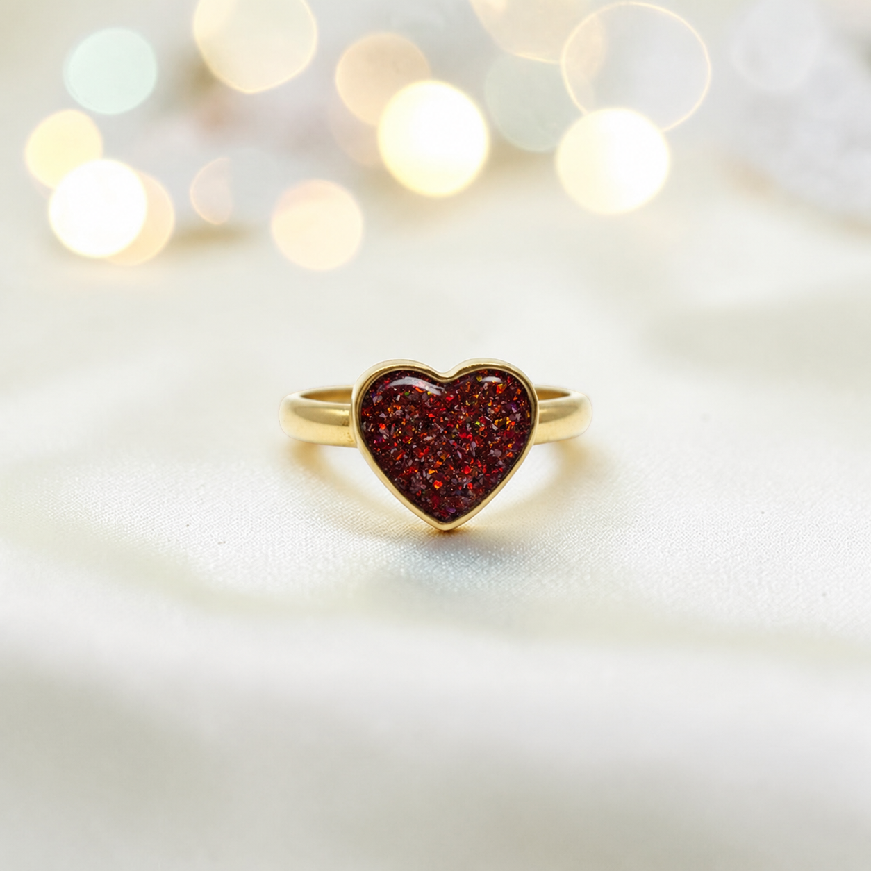 Copper Mocha 9ct gold heart memorial ring, Juliette, handcrafted in Lancashire, UK – by Keepsake Memorial Jewellery