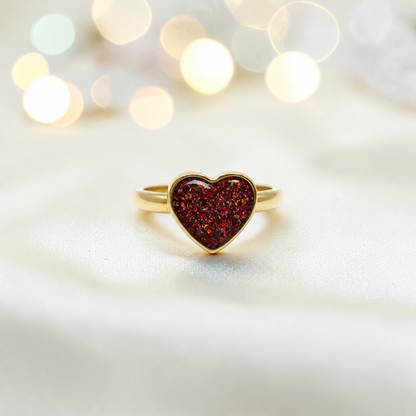 Copper Mocha 9ct gold heart memorial ring, Juliette, handcrafted in Lancashire, UK – by Keepsake Memorial Jewellery