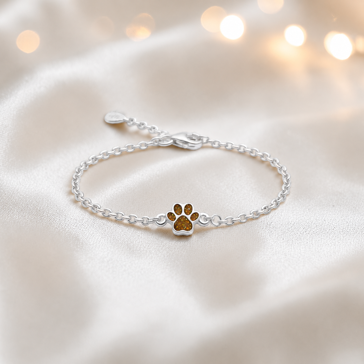 Molly paw ashes bracelet, in gold olive, handcrafted in Lancashire UK - by Keepsake Memorial Jewellery