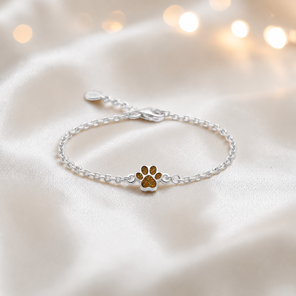 Molly paw ashes bracelet, in gold olive, handcrafted in Lancashire UK - by Keepsake Memorial Jewellery