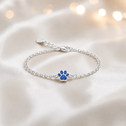 Molly paw ashes bracelet, in royal blue, handcrafted in Lancashire UK - by Keepsake Memorial Jewellery