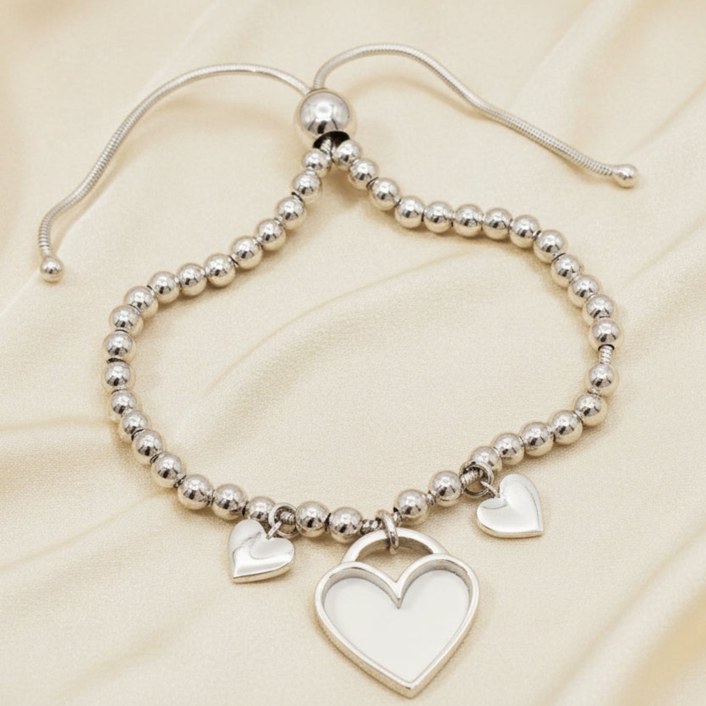 Nova Bracelet — silver heart ashes memorial bracelet without resin inlay, handcrafted in Lancashire, UK - by Keepsake Memorial Jewellery