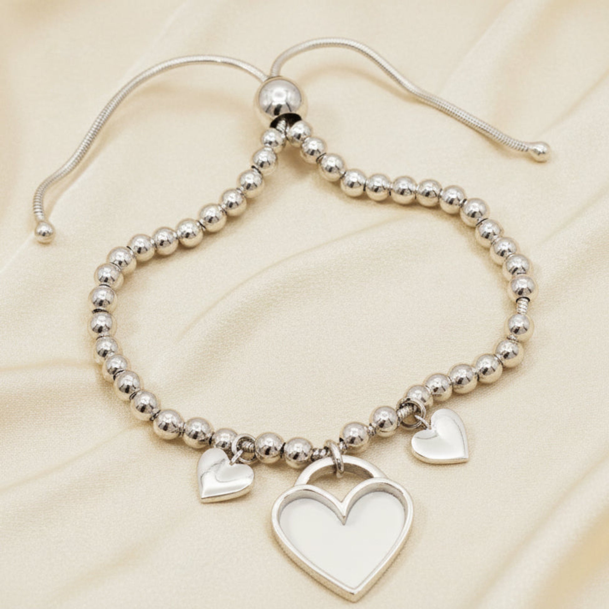 Nova Bracelet — silver heart ashes memorial bracelet without resin inlay, handcrafted in Lancashire, UK - by Keepsake Memorial Jewellery