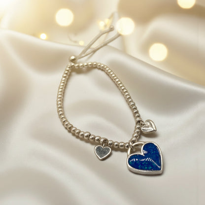 Nova Bracelet — silver heart ashes memorial bracelet, handcrafted in Lancashire, UK - by Keepsake Memorial Jewellery