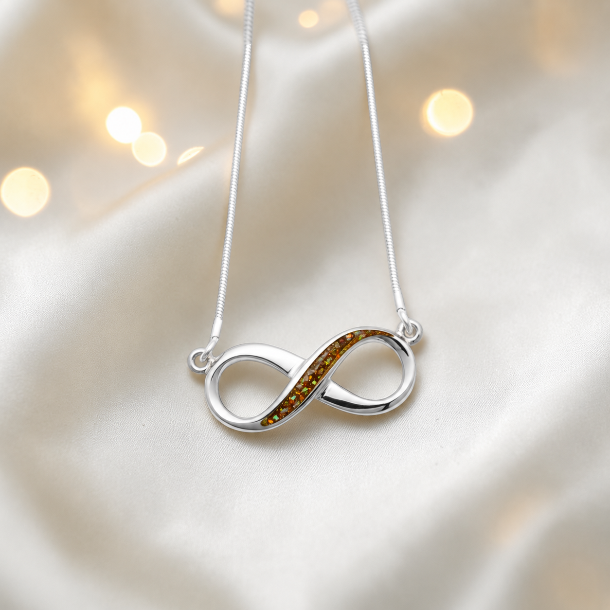 Nunki infinity memorial pendant in gold olive, handcrafted in Lancashire UK - by Keepsake Memorial Jewellery