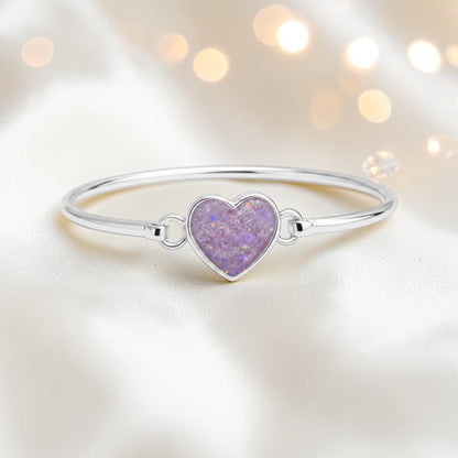 Nyx Bangle — silver heart shaped ashes memorial bangle, handcrafted in Lancashire, UK - by Keepsake Memorial Jewellery