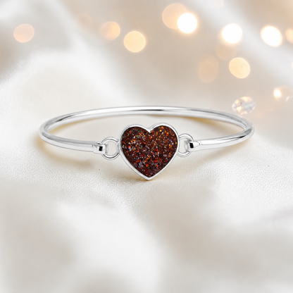 Nyx Bangle — silver heart shaped ashes memorial bangle in copper mocha, handcrafted in Lancashire, UK - by Keepsake Memorial Jewellery
