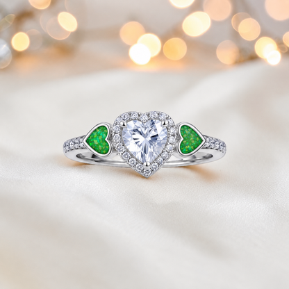 Keepsake Memorial Silver Opaline Ashes Ring in Fruit Green - Handcrafted in the UK