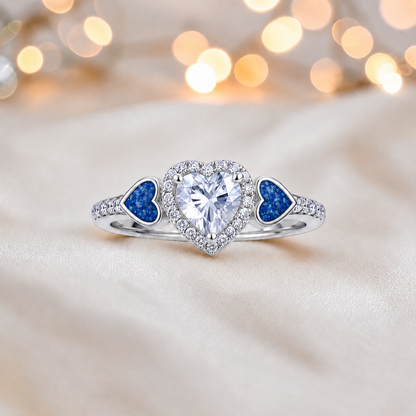 Keepsake Memorial Silver Opaline Ashes Ring in Royal Blue - Handcrafted in the UK
