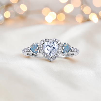 Keepsake Memorial Silver Opaline Ashes Ring in Baby blue  - Handcrafted in the UK