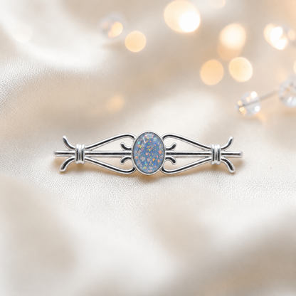 Ophelia brooch - sterling silver ashes memorial brooch in baby blue, handcrafted in Lancashire UK - by Keepsake Memorial Jewellery
