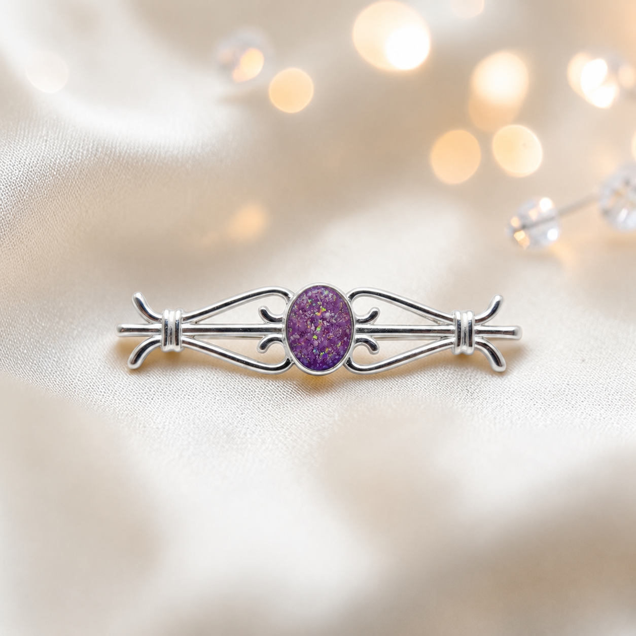 Ophelia brooch - sterling silver ashes memorial brooch in rose pink, handcrafted in Lancashire UK - by Keepsake Memorial Jewellery