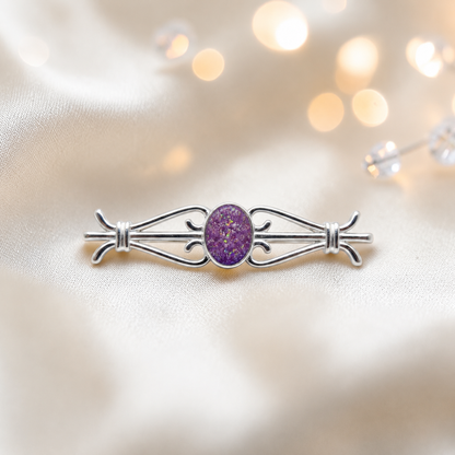 Ophelia brooch - sterling silver ashes memorial brooch in rose pink, handcrafted in Lancashire UK - by Keepsake Memorial Jewellery