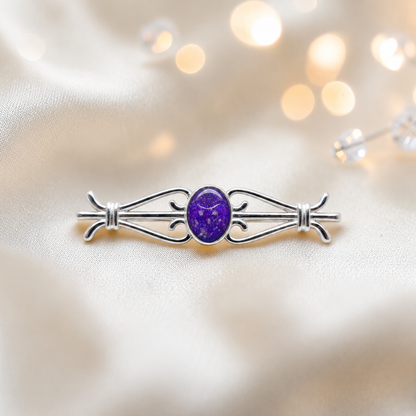 Ophelia brooch - sterling silver ashes memorial brooch in sleepy lavender, handcrafted in Lancashire UK - by Keepsake Memorial Jewellery