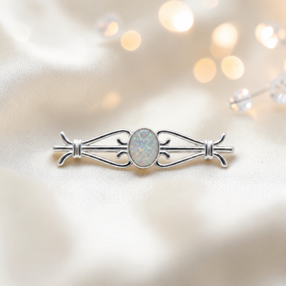 Ophelia brooch - sterling silver ashes memorial brooch in white snow, handcrafted in Lancashire UK - by Keepsake Memorial Jewellery