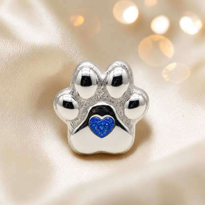 Pawprint of love, Stainless steel paw print ashes ornament in royal blue, handcrafted in Lancashire, UK - by Keepsake Memorial Jewellery