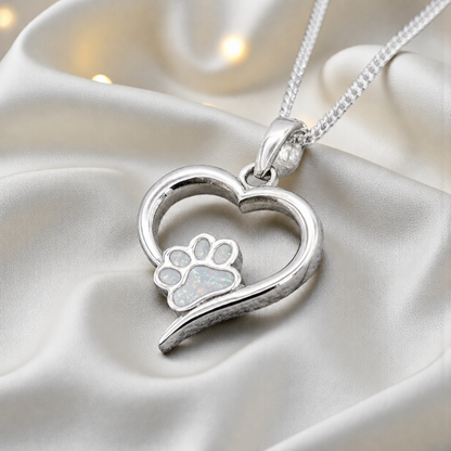 Penny Paw Pendant - heart shaped ashes memorial pendant with paw detail, close up, handcrafted in Lancashire UK - by Keepsake Memorial Jewellery