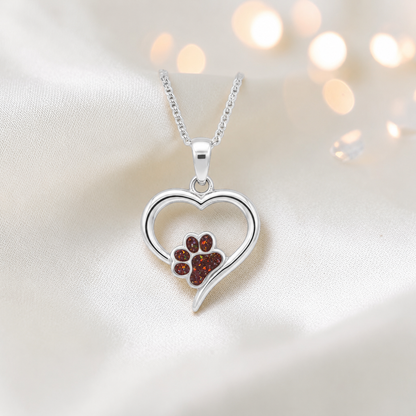 Penny Paw Pendant - heart shaped ashes memorial pendant with paw detail in copper mocha, handcrafted in Lancashire UK - by Keepsake Memorial Jewellery
