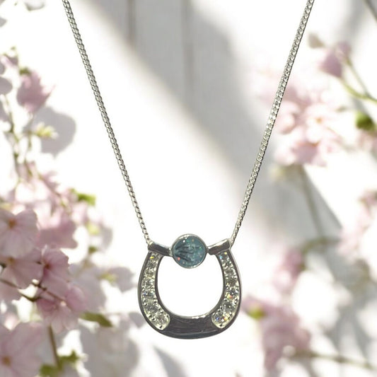 925 Silver Horse Pendant With round setting and CZ stones