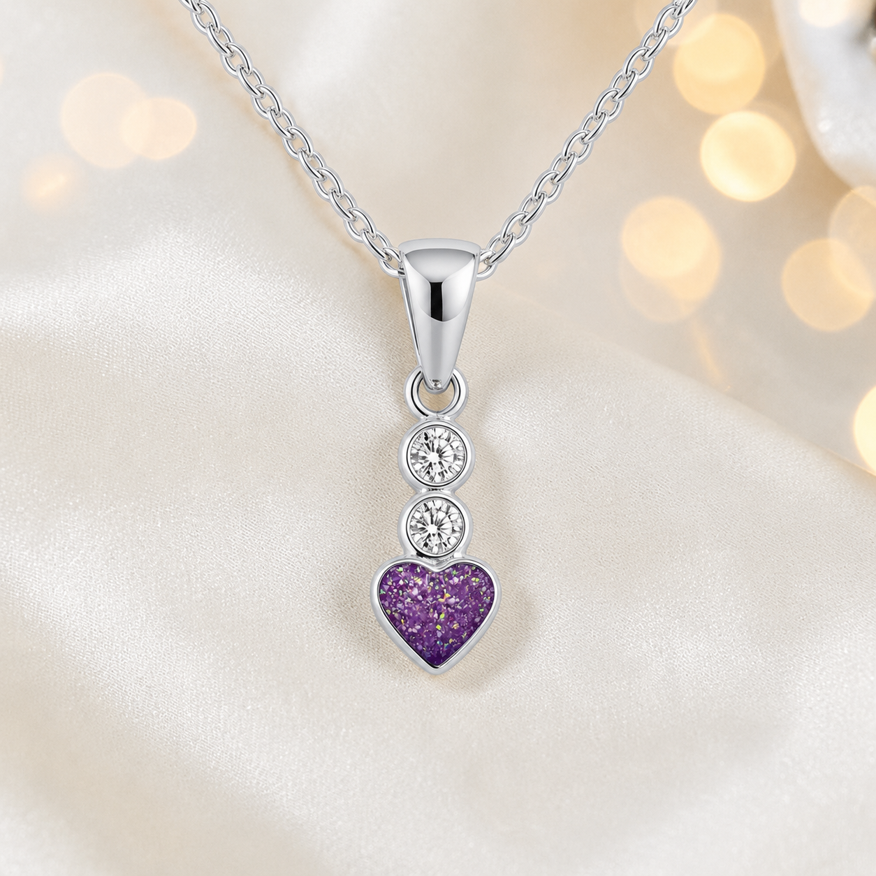 Pleione dainty heart ashes pendant in rose pink, handcrafted in Lancashire UK - by Keepsake Memorial Jewellery
