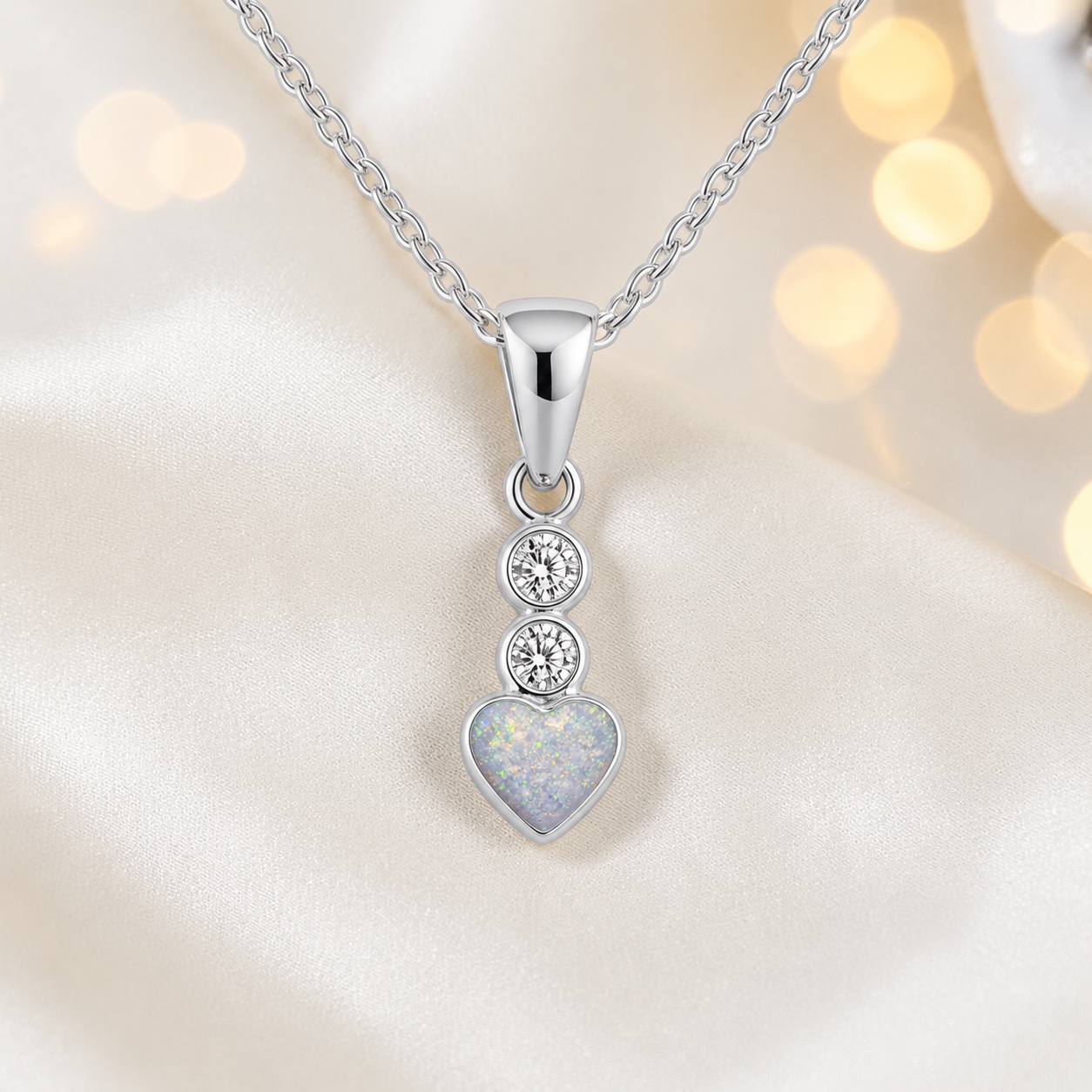 Pleione dainty heart ashes pendant in white snow, handcrafted in Lancashire UK - by Keepsake Memorial Jewellery