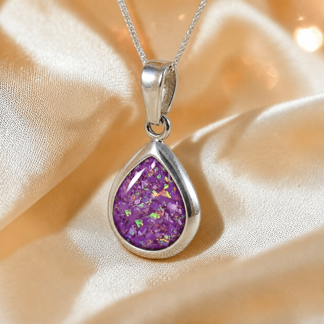 Procyon pear shaped pendant in rose pink, handcrafted in Lancashire UK